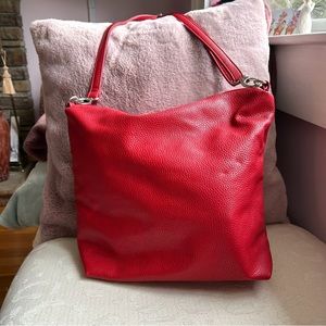Red Vegan Pebble Leather Shoulder/Crossbody Bag